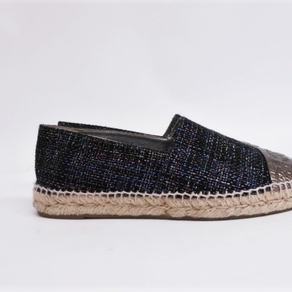 Chanel Metallic Tweed CC Cap Toe Espadrille Flats - Picture 4 of 8